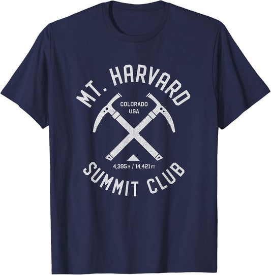 Mount Harvard Summit Club | I climbed Mt Harvard Distressed T-Shirt - T-Shirt | Navy