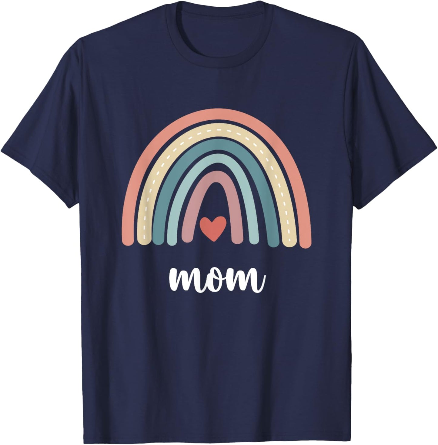 Mom Rainbow Mama Boho Rainbow Family Matching Mommy Birthday T-Shirt - T-Shirt | Navy