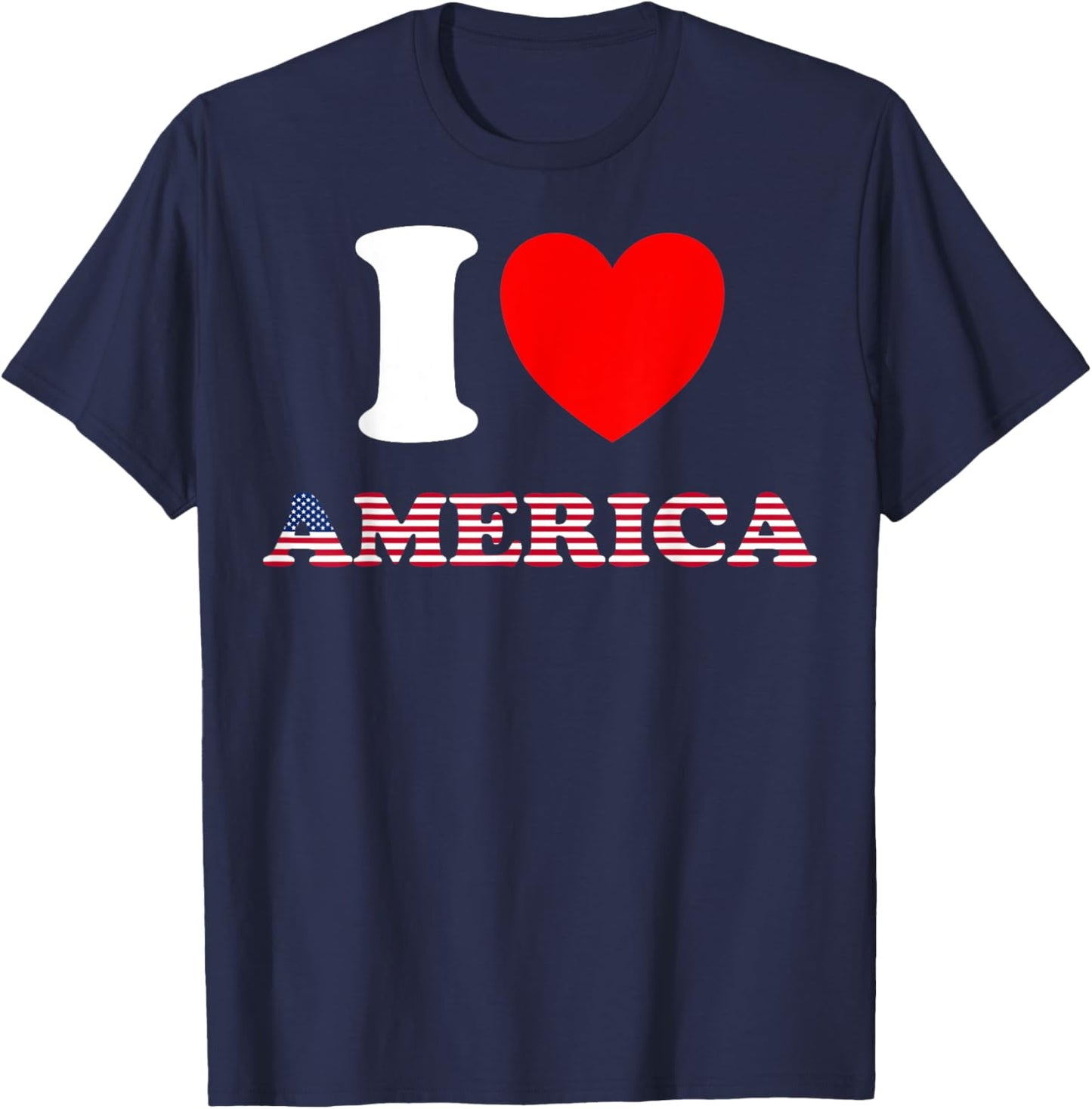 I Heart America, I Love America - Fun United States, US Flag T-Shirt - T-Shirt | Navy
