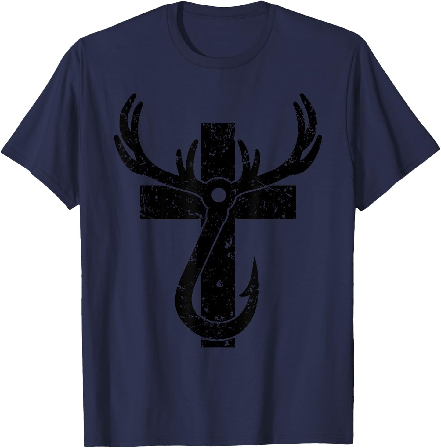 Funny Christian Hunting Fishing Lover Gift T-Shirt - T-Shirt | Navy