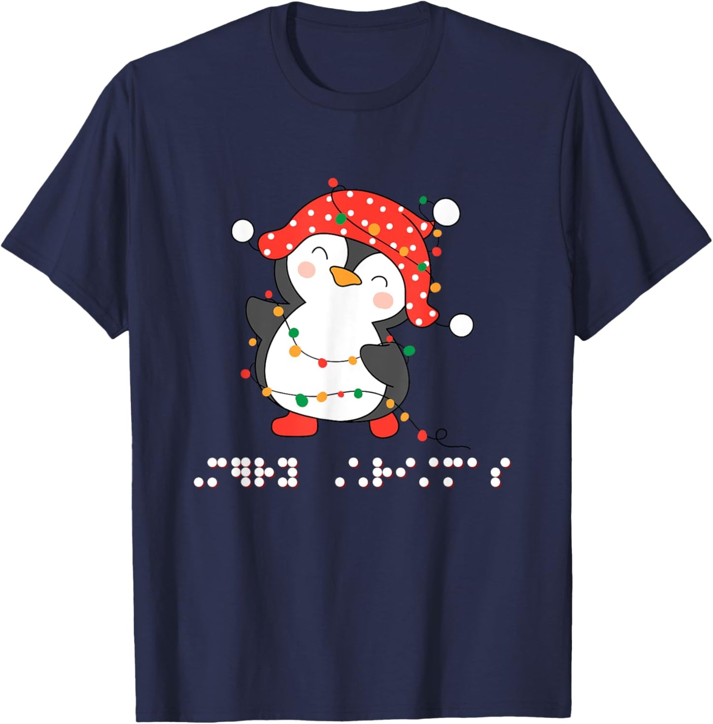 Sim Braille Christmas Clothing Accessories Kids Teacher TVI T-Shirt - T-Shirt | Navy