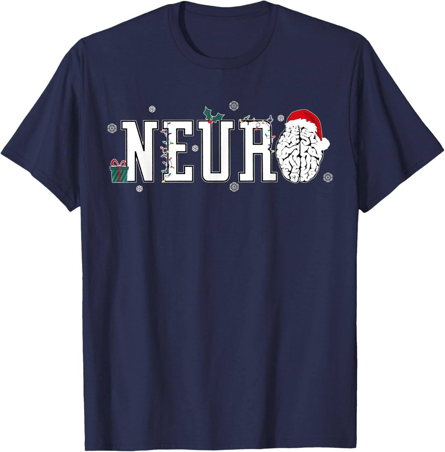 Neuro Nurse Brain Santa Hat Neuroscience Nursing Christmas T-Shirt - T-Shirt | Navy