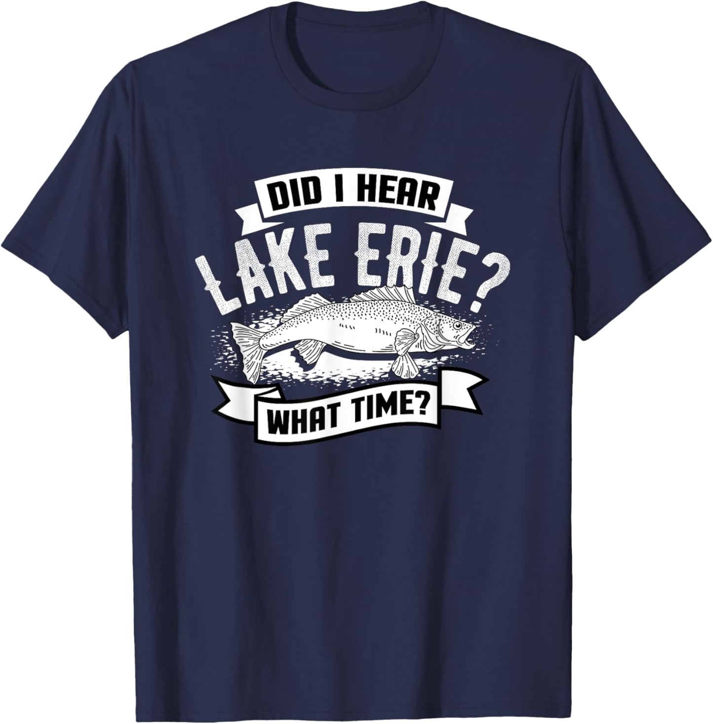 Lake Erie Walleye Fishing T-Shirt - T-Shirt | Navy