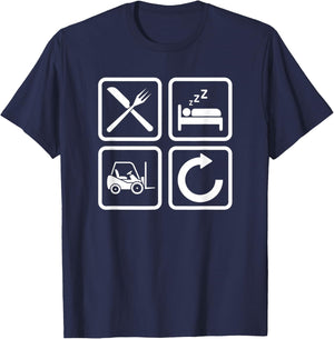 Forklift Operator Eat Sleep Forklift Driver T-Shirt - T-Shirt | Navy