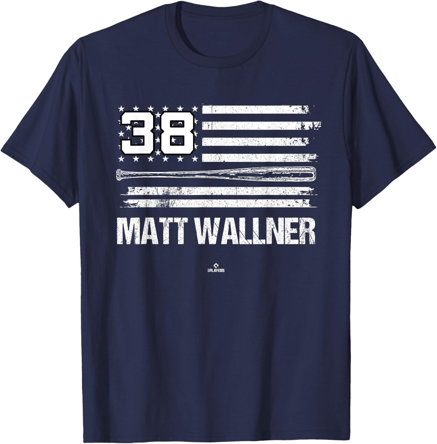 USA Flag Bat Matt Wallner Minnesota Baseball MLBPA T-Shirt - T-Shirt | Navy
