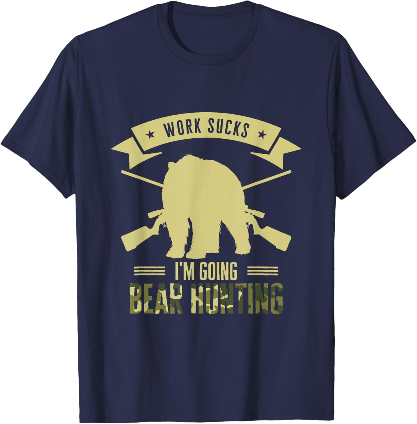Camo Bear Hunting Wild Animal Hunt Bear Hunter Hunting T-Shirt - T-Shirt | Navy