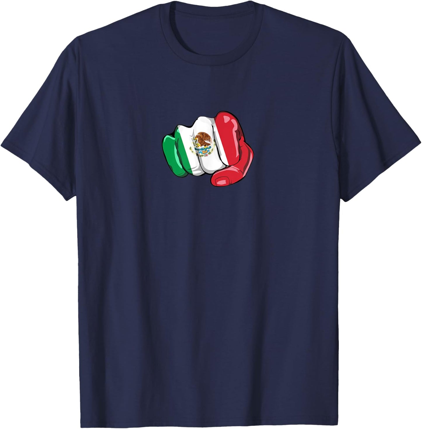 Mexican flag Respect Universal Language Hand Fist Gift T-Shirt - T-Shirt | Navy