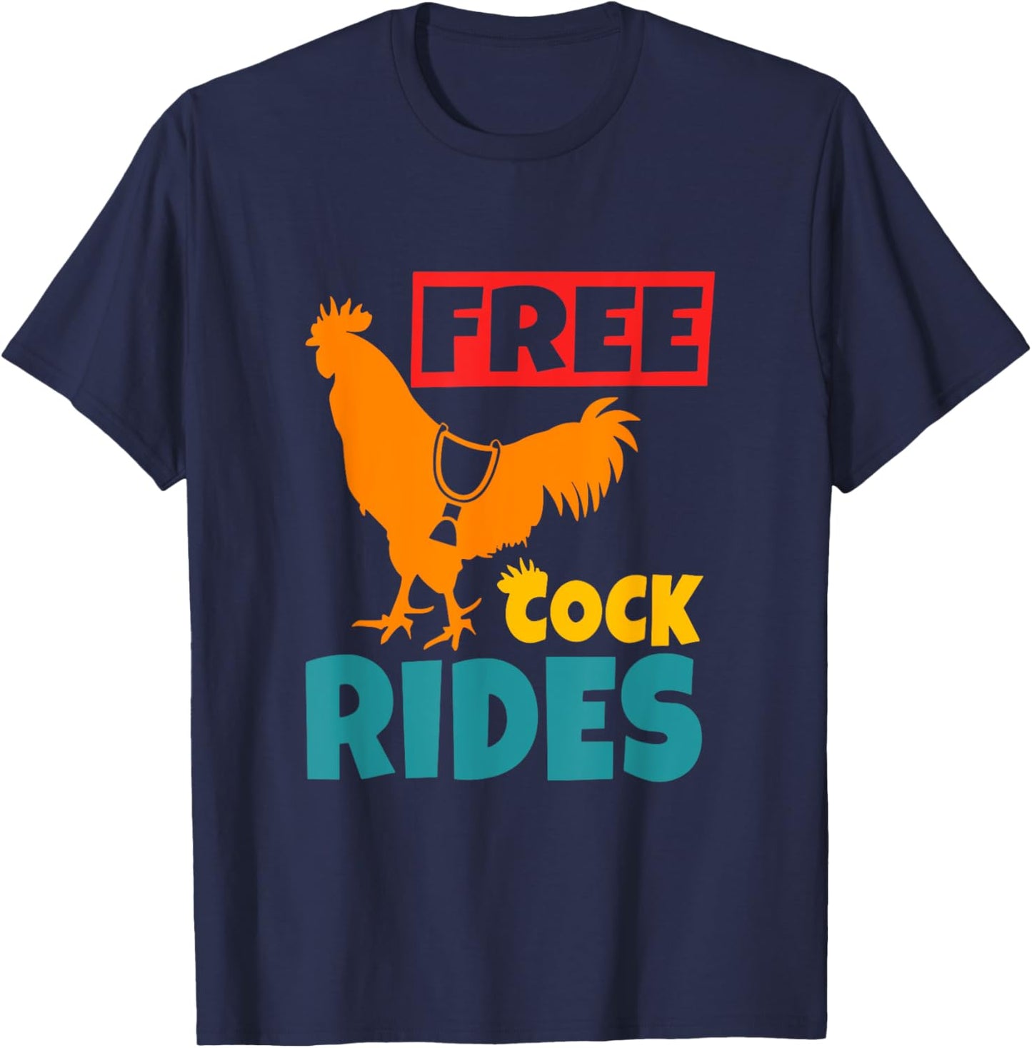 Free Cock Rides Vintage Apparel T-Shirt - T-Shirt | Navy