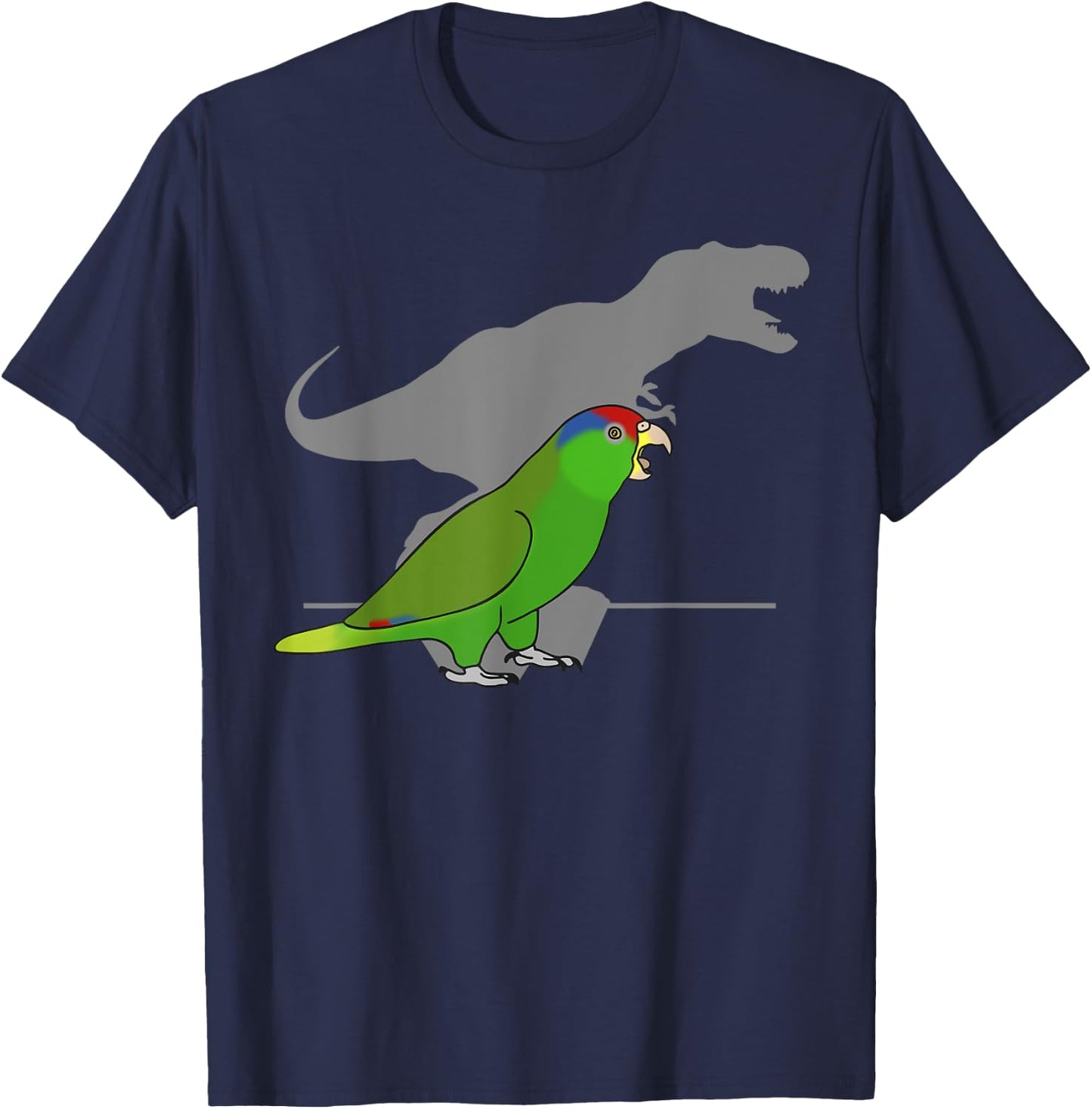 T-rex Red Headed Mexican Amazon, Birb Memes, Dinosaur Parrot T-Shirt - T-Shirt | Navy