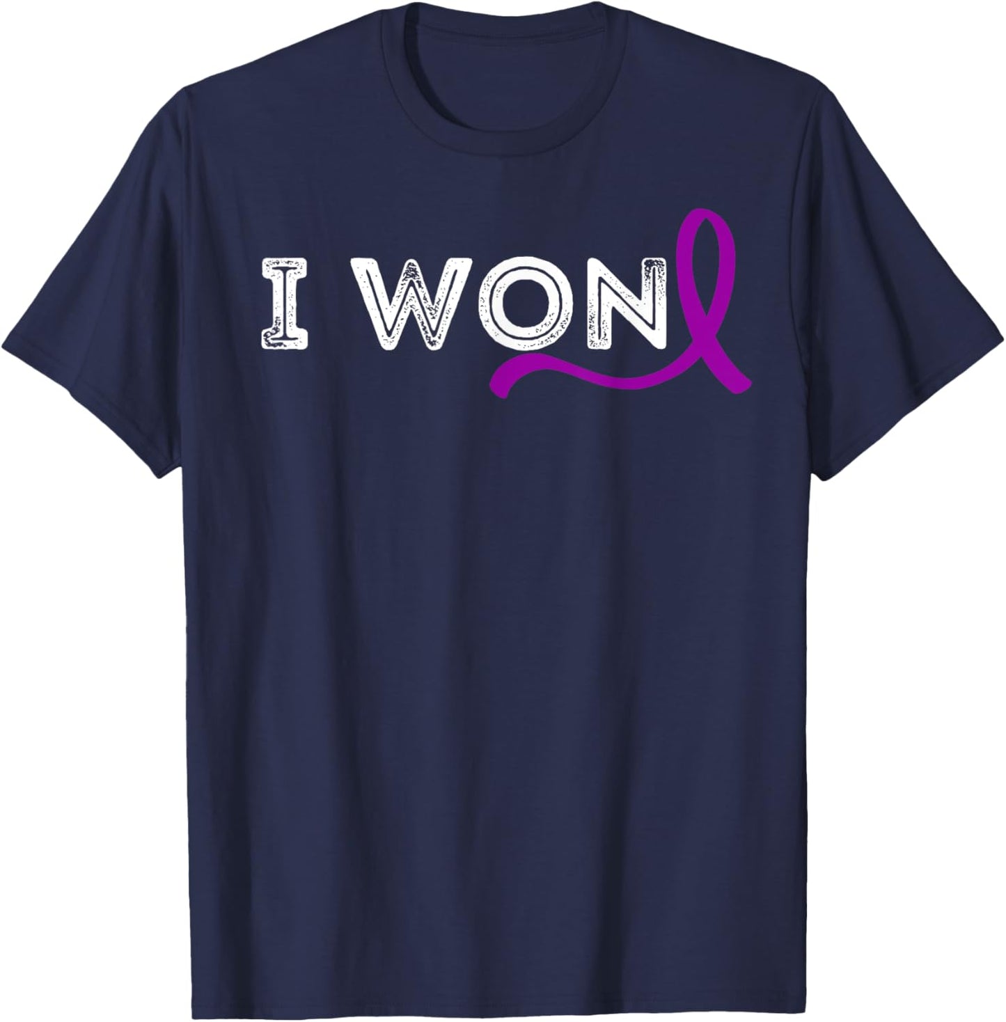 I Won Hodgkin's Lymphoma Awareness Cancer Purple Ribbon T-Shirt - T-Shirt | Navy