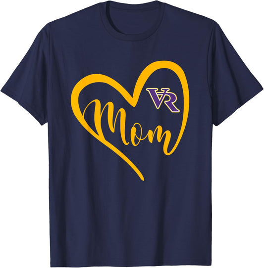 Villa Rica Wildcats Logo Heart Mom HS T-Shirt - T-Shirt | Navy