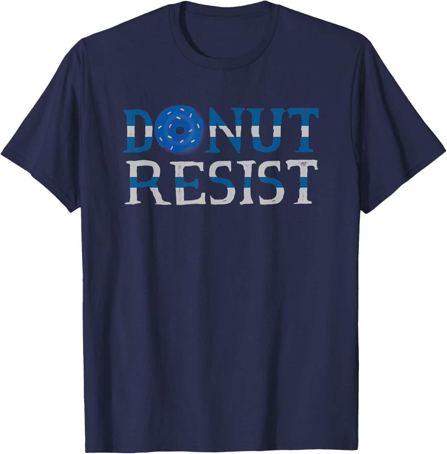 Thin Blue Line Police Officer Donut Resist T-Shirt - T-Shirt | Navy