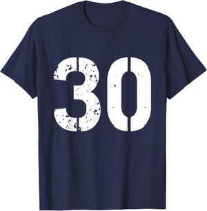 Uniform Numbered Jersey Designs for Sports Fans - -Adults & Kids - Black - Small - Short Sleeve - - Number 30 Varsity Team - 30th Birthday & 30 Years Old T-Shirt - T-Shirt | Navy