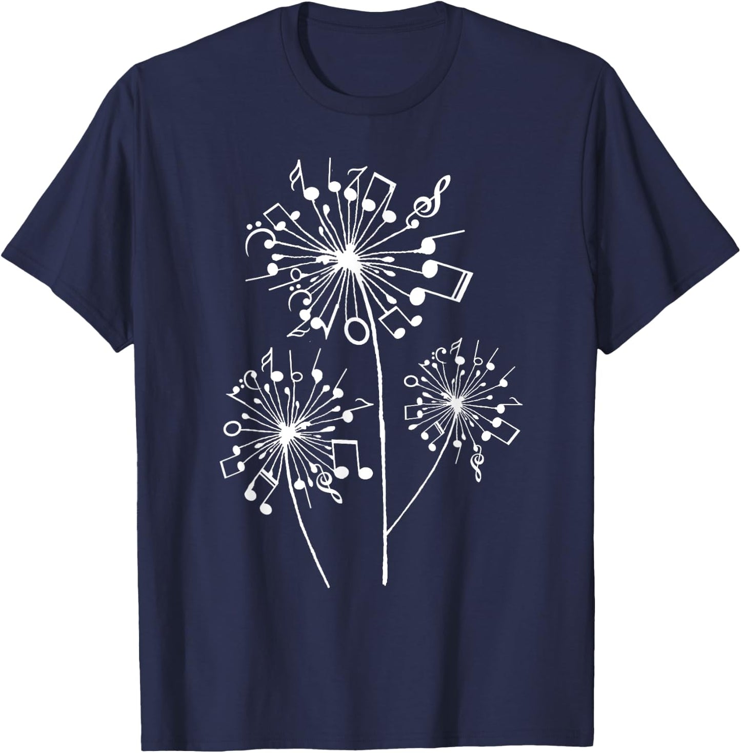 Funny Music Notes Gift Women Cool Dandelion Flower T-Shirt - T-Shirt | Navy