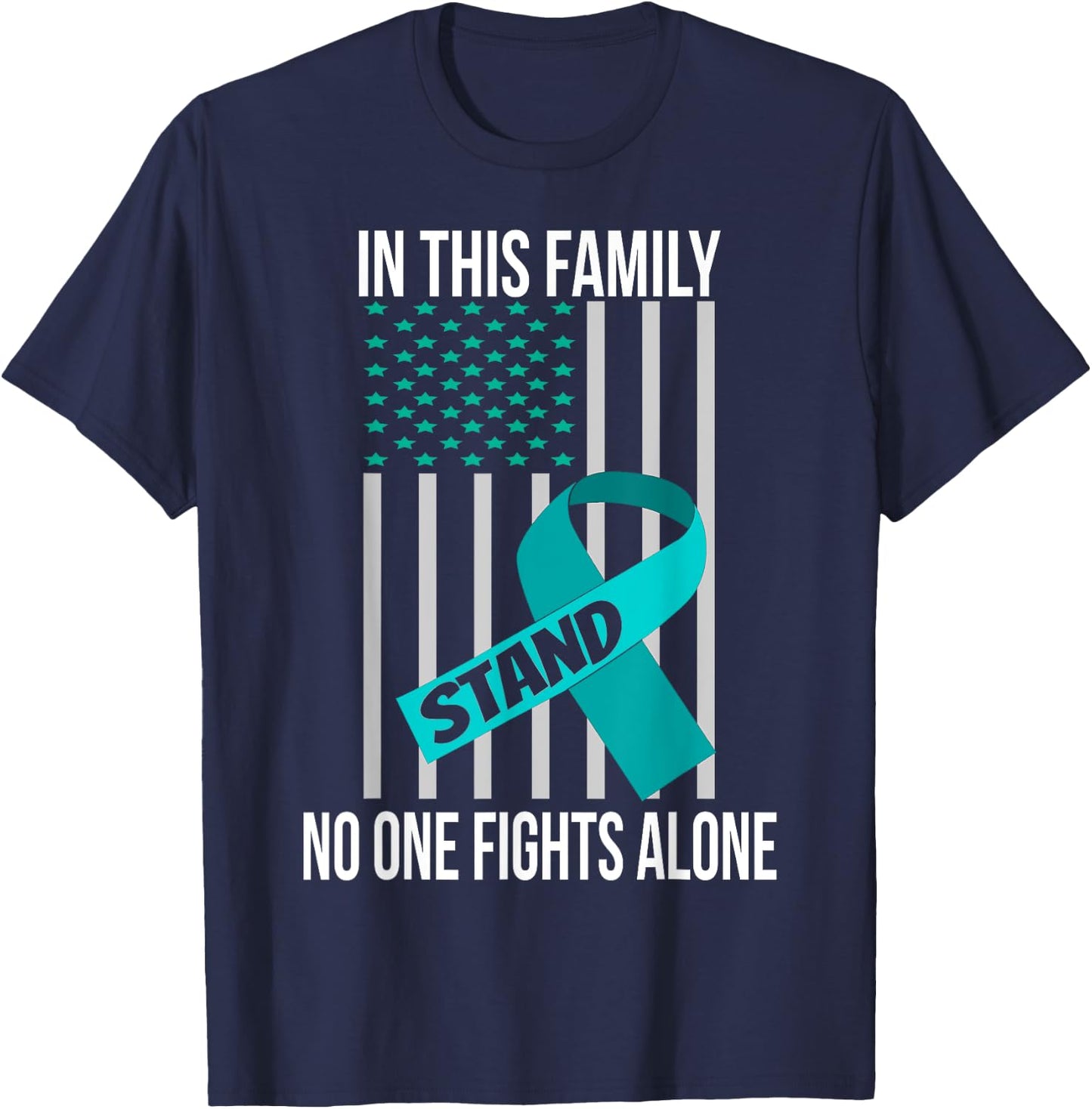 USA Flag Sexual Assault Awareness Shirt Teal Ribbon Shirt T-Shirt - T-Shirt | Navy