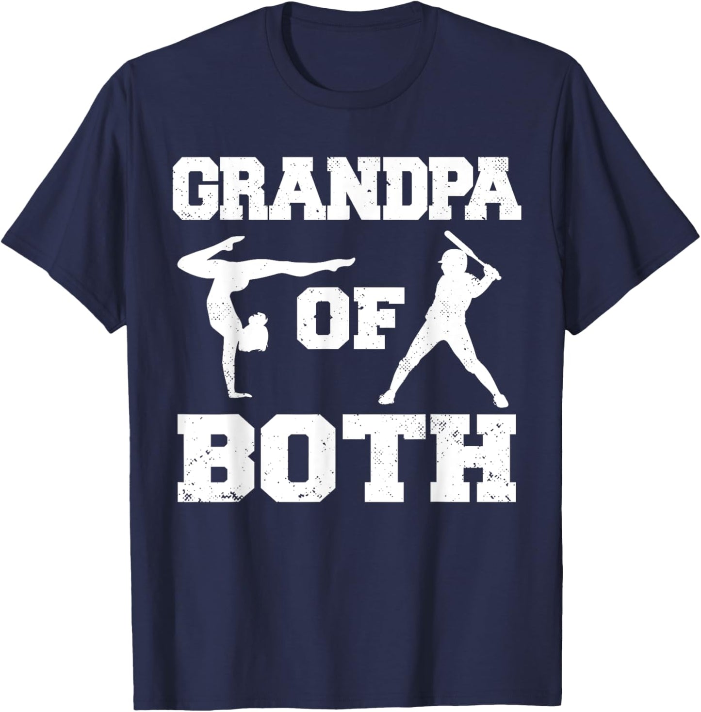 Grandpa Of Both Funny Baseball and Gymnastics Grandpa T-Shirt - T-Shirt | Navy