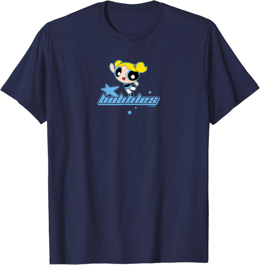 The Powerpuff Girls Bubbles Retro Stars Logo T-Shirt - T-Shirt | Navy