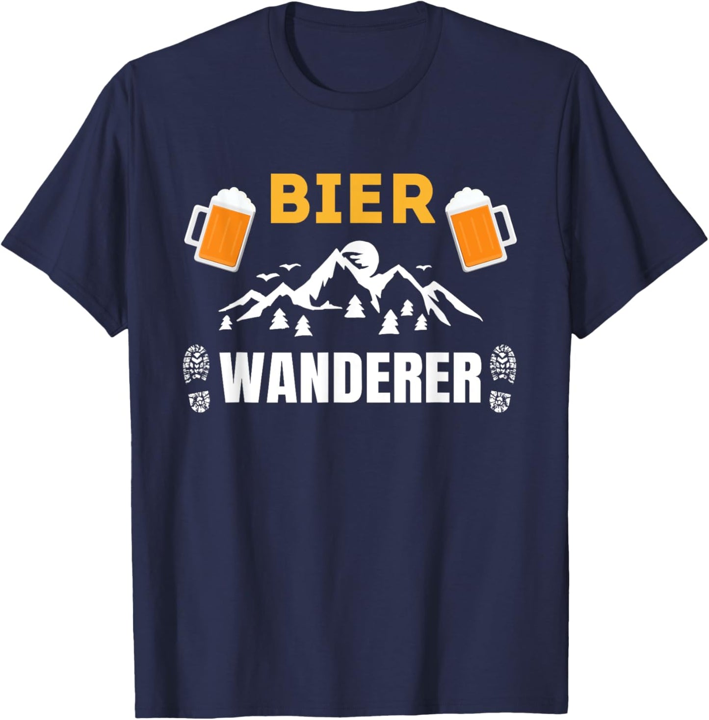 Bierwanderer Berge Wandern und Bier Einkehren Bierwanderung T-Shirt - T-Shirt | Navy