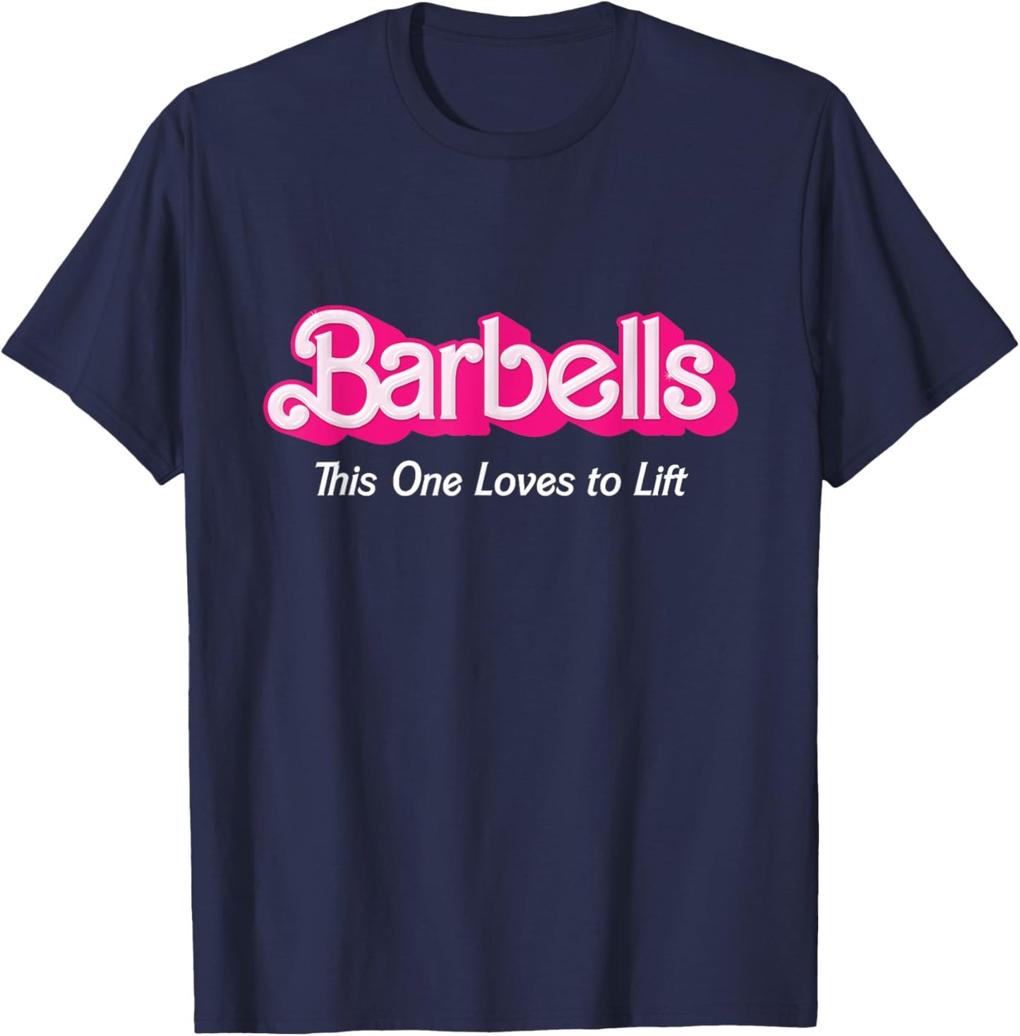 Barbells Pink Retro Workout Classic Girl Loves to Lift Gear T-Shirt - T-Shirt | Navy