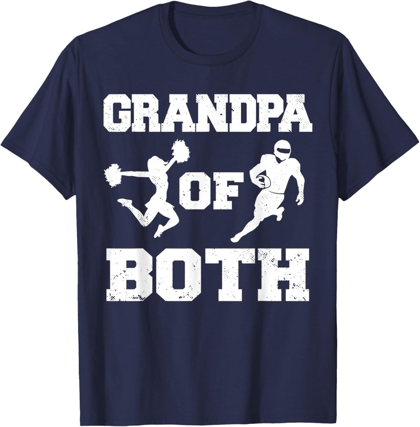 Grandpa Of Both Funny Football and Cheer Grandpa T-Shirt - T-Shirt | Navy