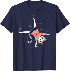Acrobatic cat gymnastics Gymnastic pose Men Women Kids T-Shirt - T-Shirt | Navy