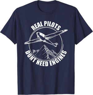 Real Pilots Dont Need Engines - Glider Pilot Gift T-Shirt - T-Shirt | Navy