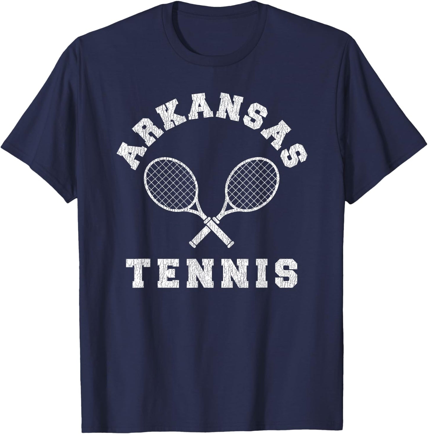 Arkansas Vintage Tennis Team Distressed Retro 90s Vibe T-Shirt - T-Shirt | Navy
