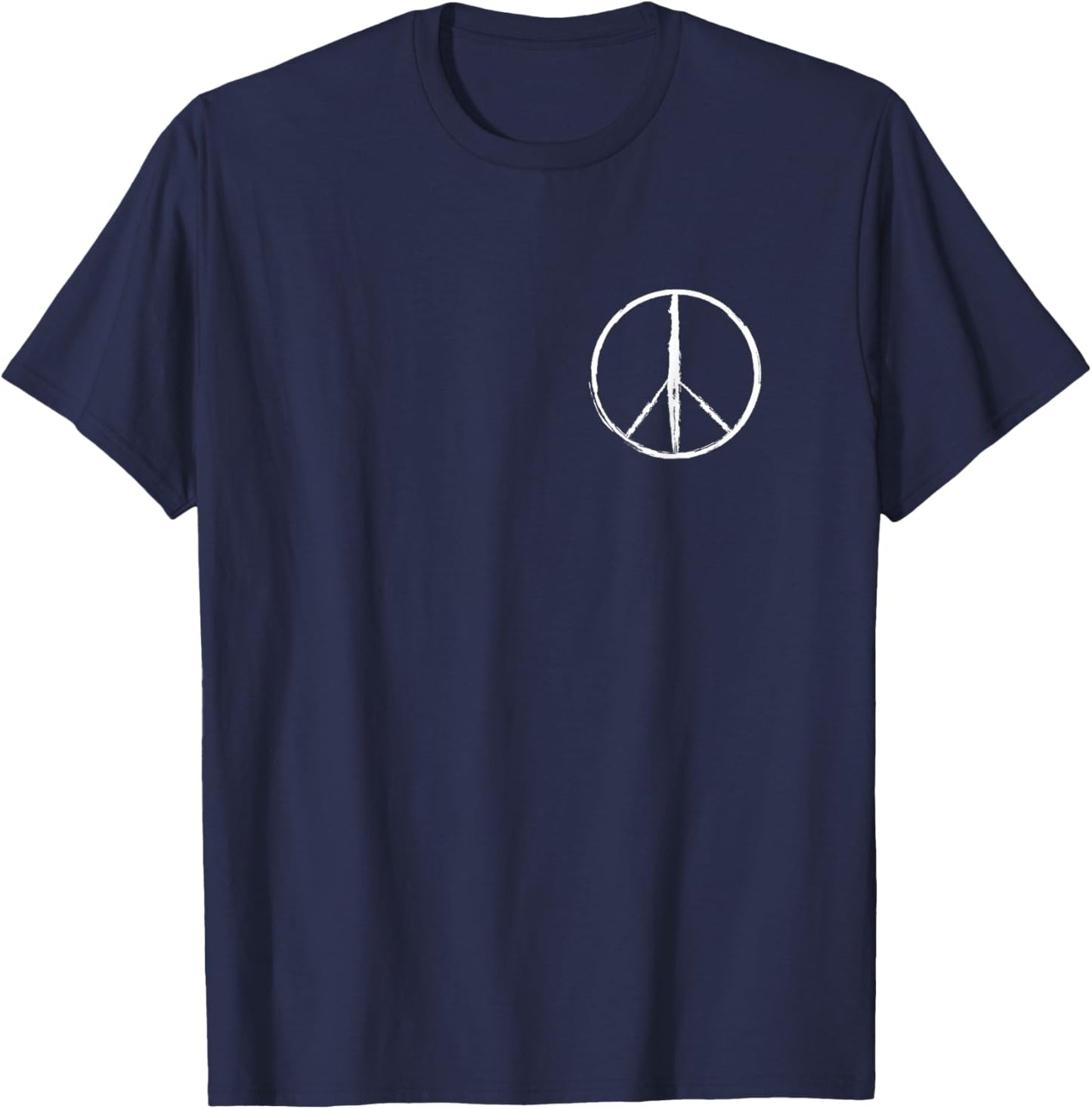 Hippie Rainbow Peace Sign On Pocket Hippie T-Shirt - T-Shirt | Navy
