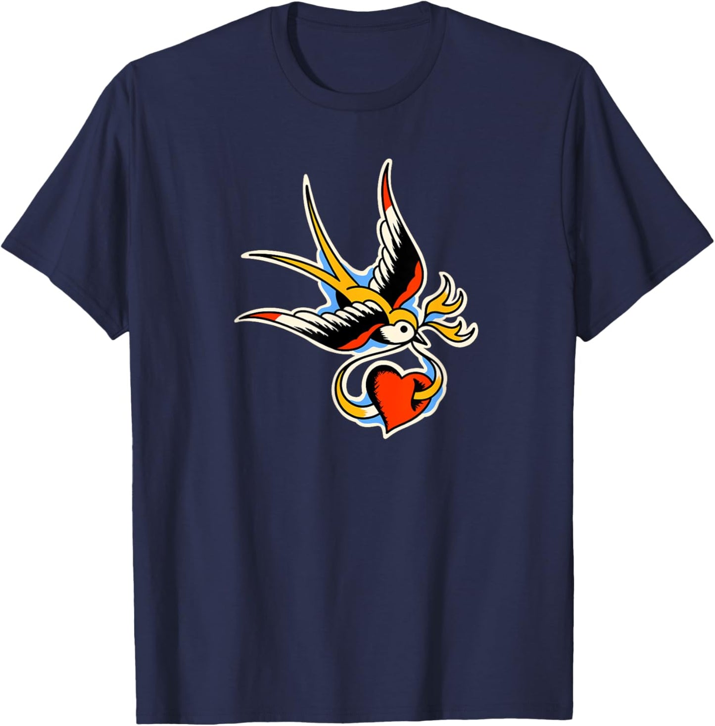 Traditional Swallow Tattoo T-Shirt - T-Shirt | Navy