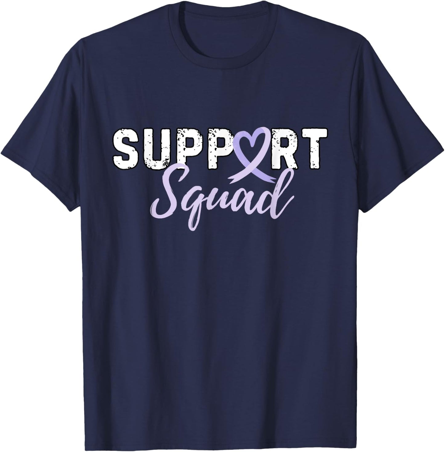 Support Squad Testicular Cancer Light Purple Ribbon Retro T-Shirt - T-Shirt | Navy