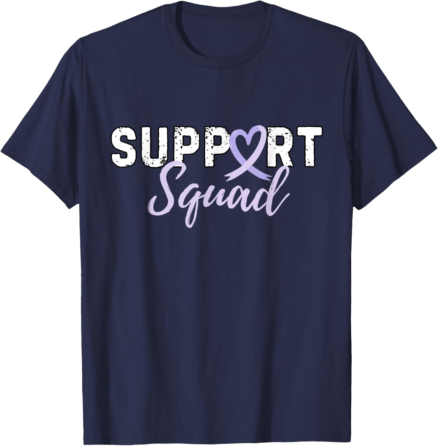 Support Squad Testicular Cancer Light Purple Ribbon Retro T-Shirt - T-Shirt | Navy
