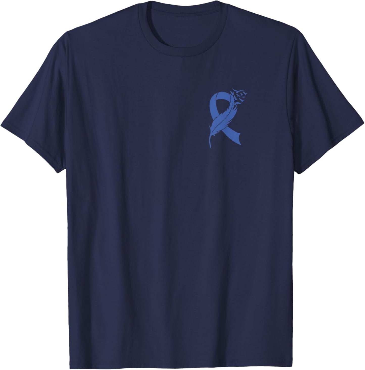 Colon Cancer Awareness Blue Ribbon Colorectal Warrior T-Shirt - T-Shirt | Navy