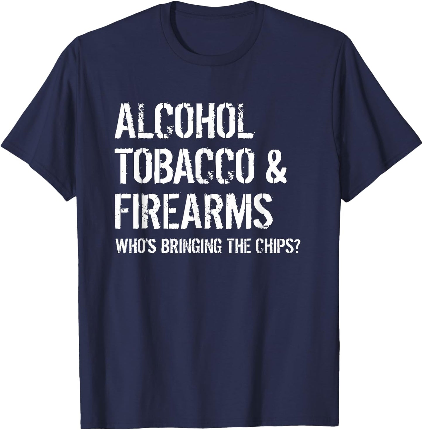 Alcohol Tobacco & Firearms T-Shirt - T-Shirt | Navy