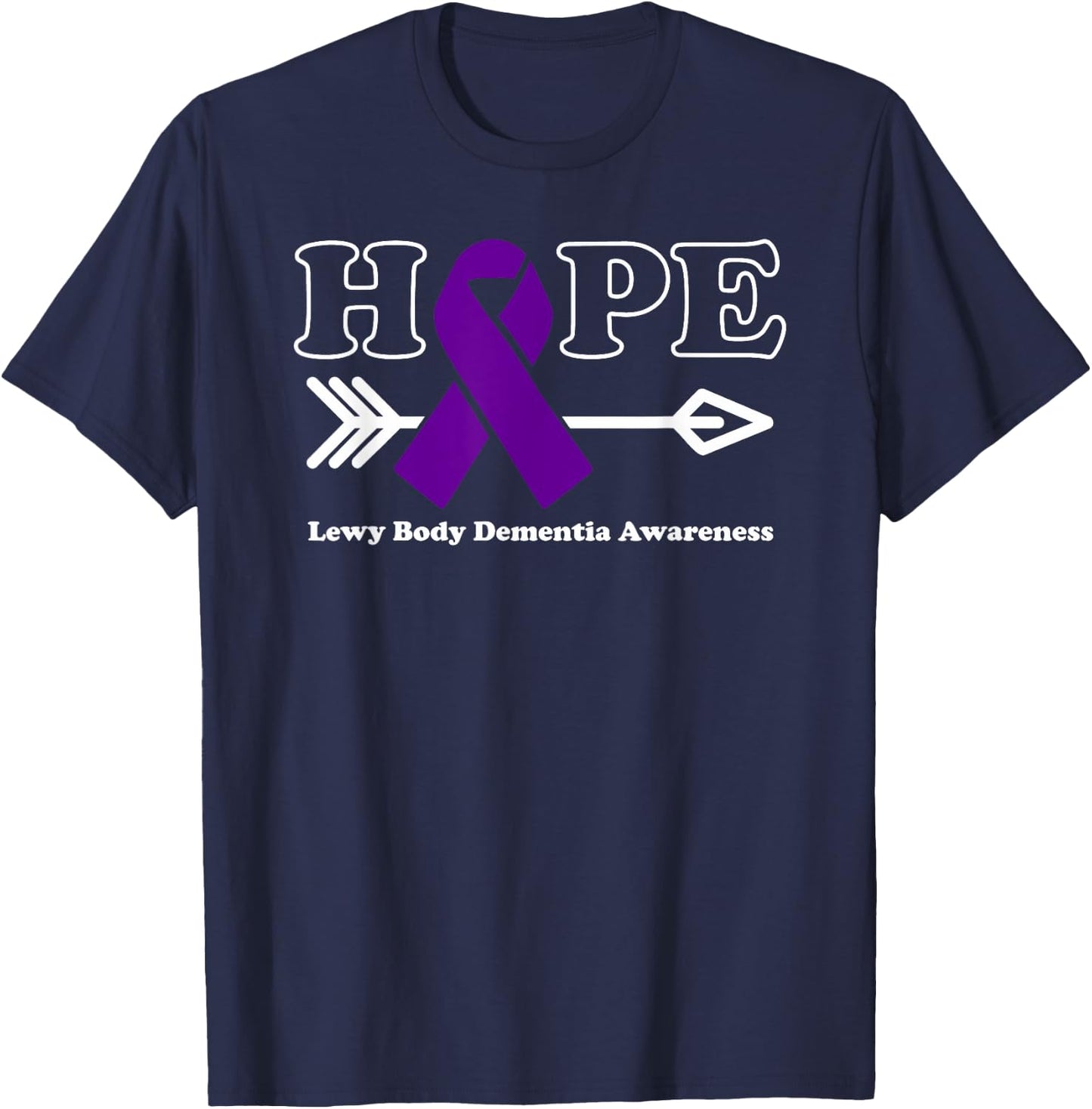 Hope - Lewy Body Dementia Awareness Purple Ribbon T-Shirt - T-Shirt | Navy