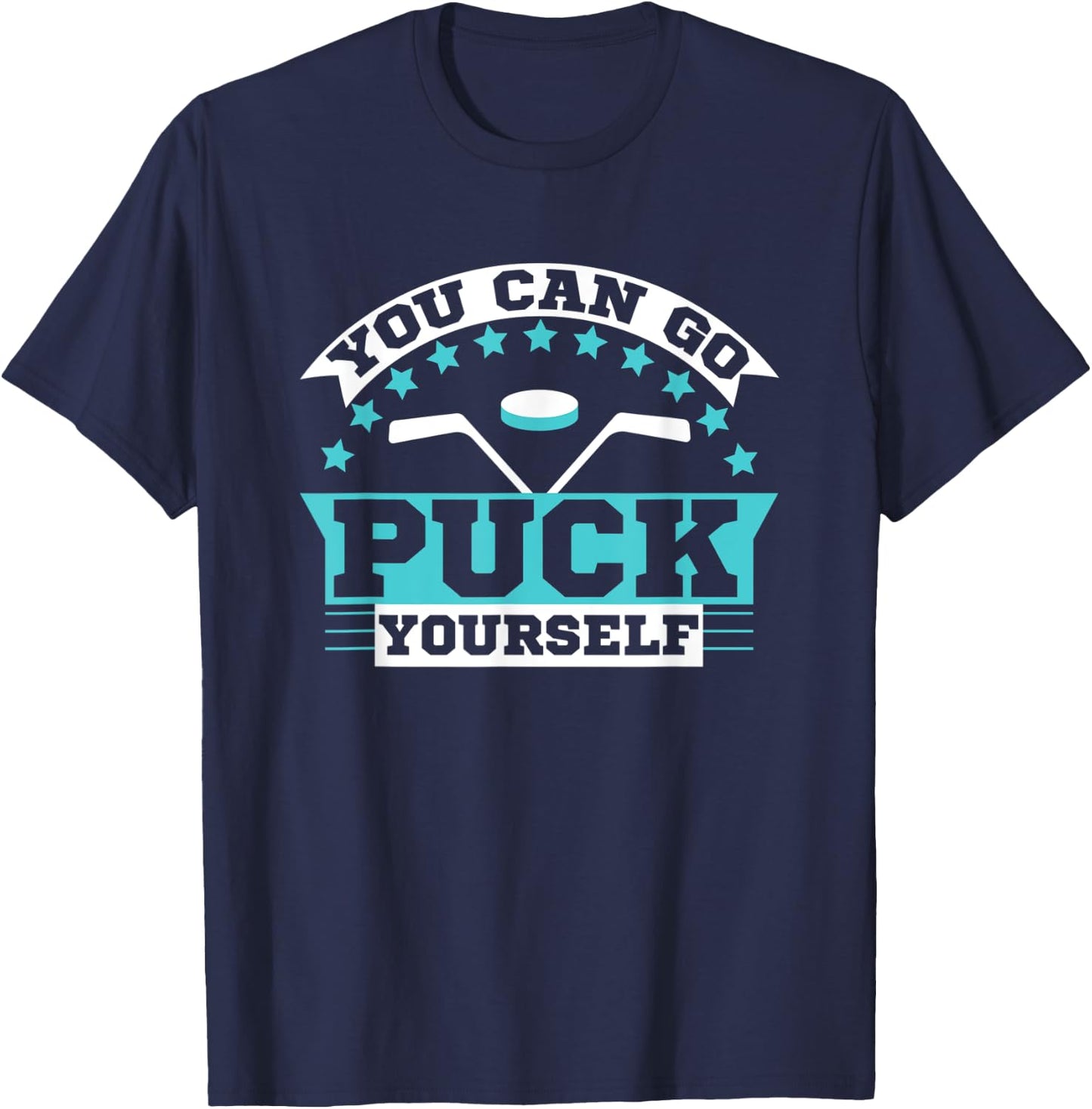 Go PUCK yourself Funny Eat Sleep Hockey Repeat Themed Youth T-Shirt - T-Shirt | Navy