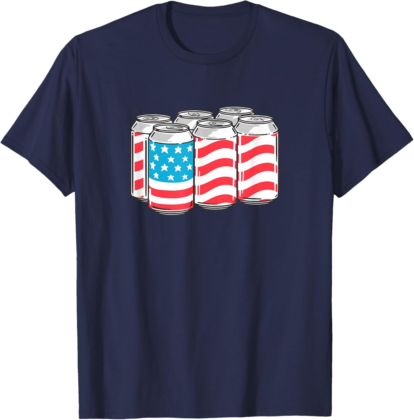 AmeriCan Funny 4th of July Beer Patriotic USA Flag Pride Women Men T-Shirt - T-Shirt | Navy