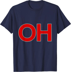 State of Ohio OH-IO Big Print Logo Red Grey T-Shirt - T-Shirt | Navy