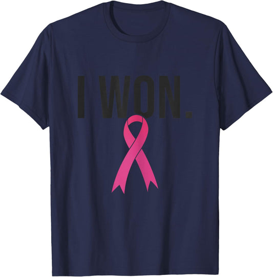 I Won Breast Cancer Survivor Awareness Month, Pink Ribbon T-Shirt - T-Shirt | Navy
