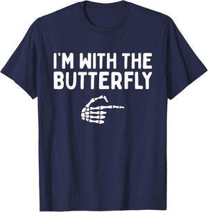 I'm With The Butterfly Halloween Costume Matching Couples T-Shirt - T-Shirt | Navy