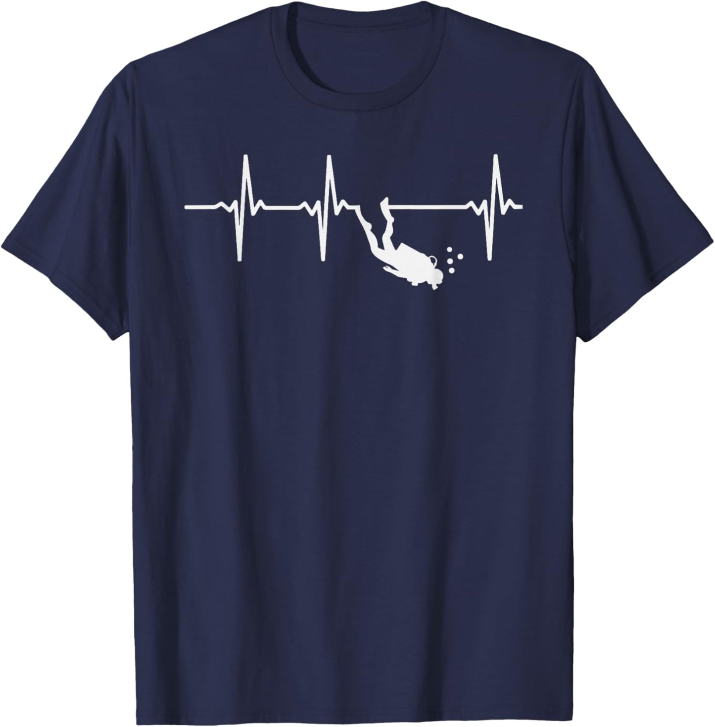 Scuba Diving Heartbeat Subtle Scuba Diver Men Women T-Shirt - T-Shirt | Navy