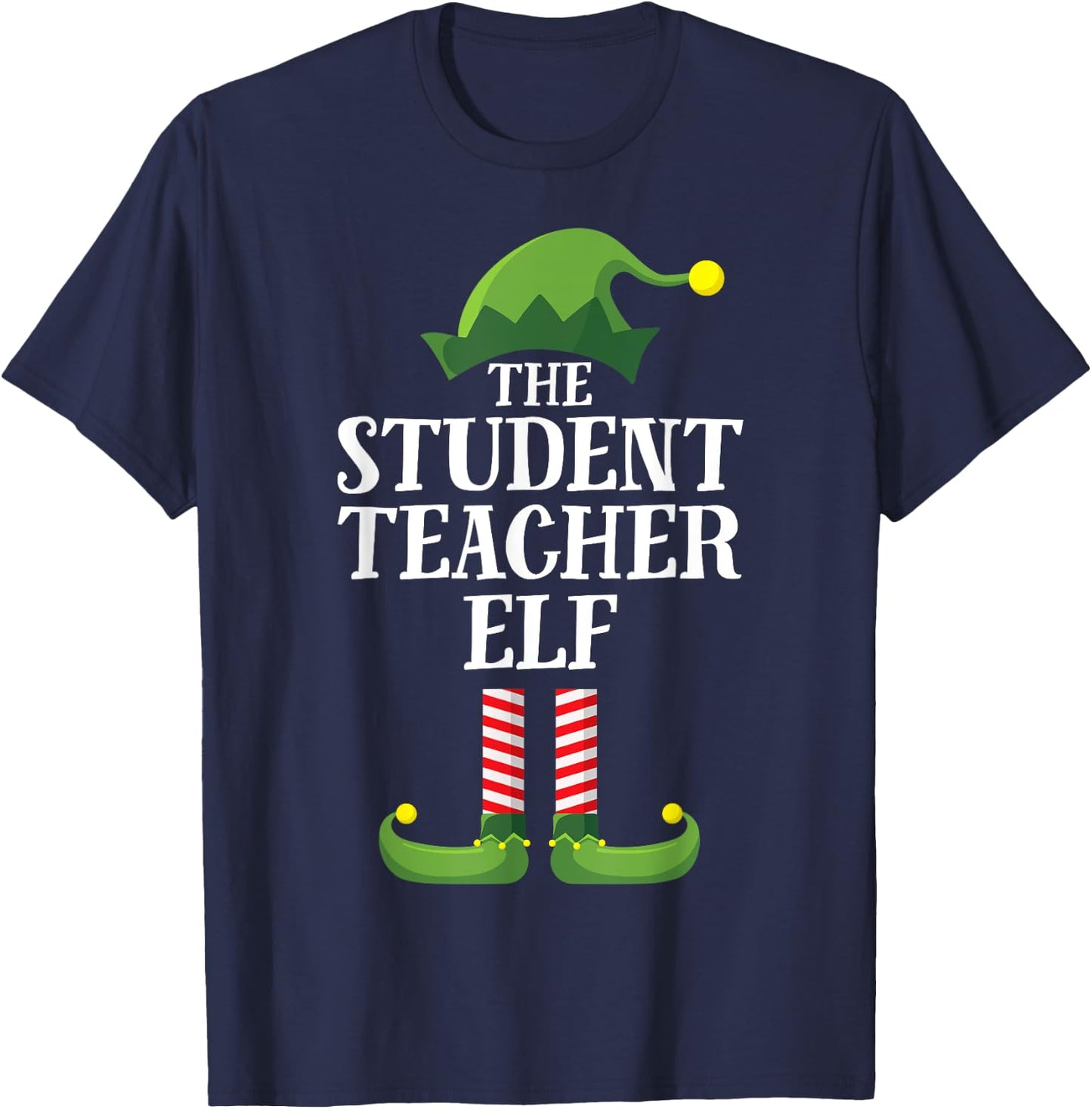 Student Teacher Elf Matching Family Group Christmas Party Women Kids T-Shirt - T-Shirt | Navy