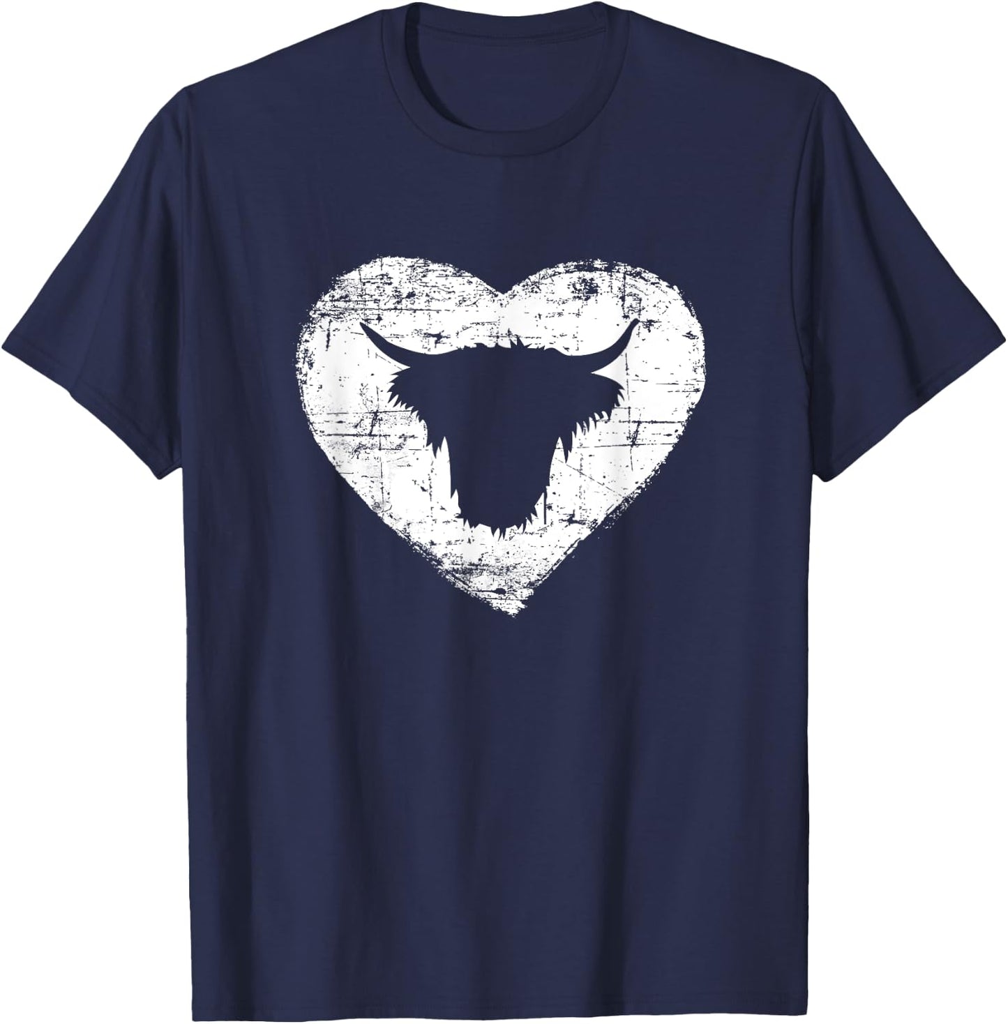 Cow Shirt | Love Shaggy Highland Cow Scotland T-Shirt - T-Shirt | Navy
