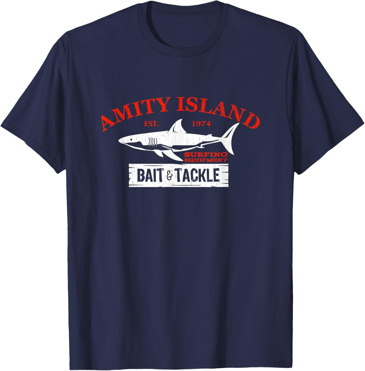 Amity Island Bait and Tackle Retro Fishing T-Shirt - T-Shirt | Navy