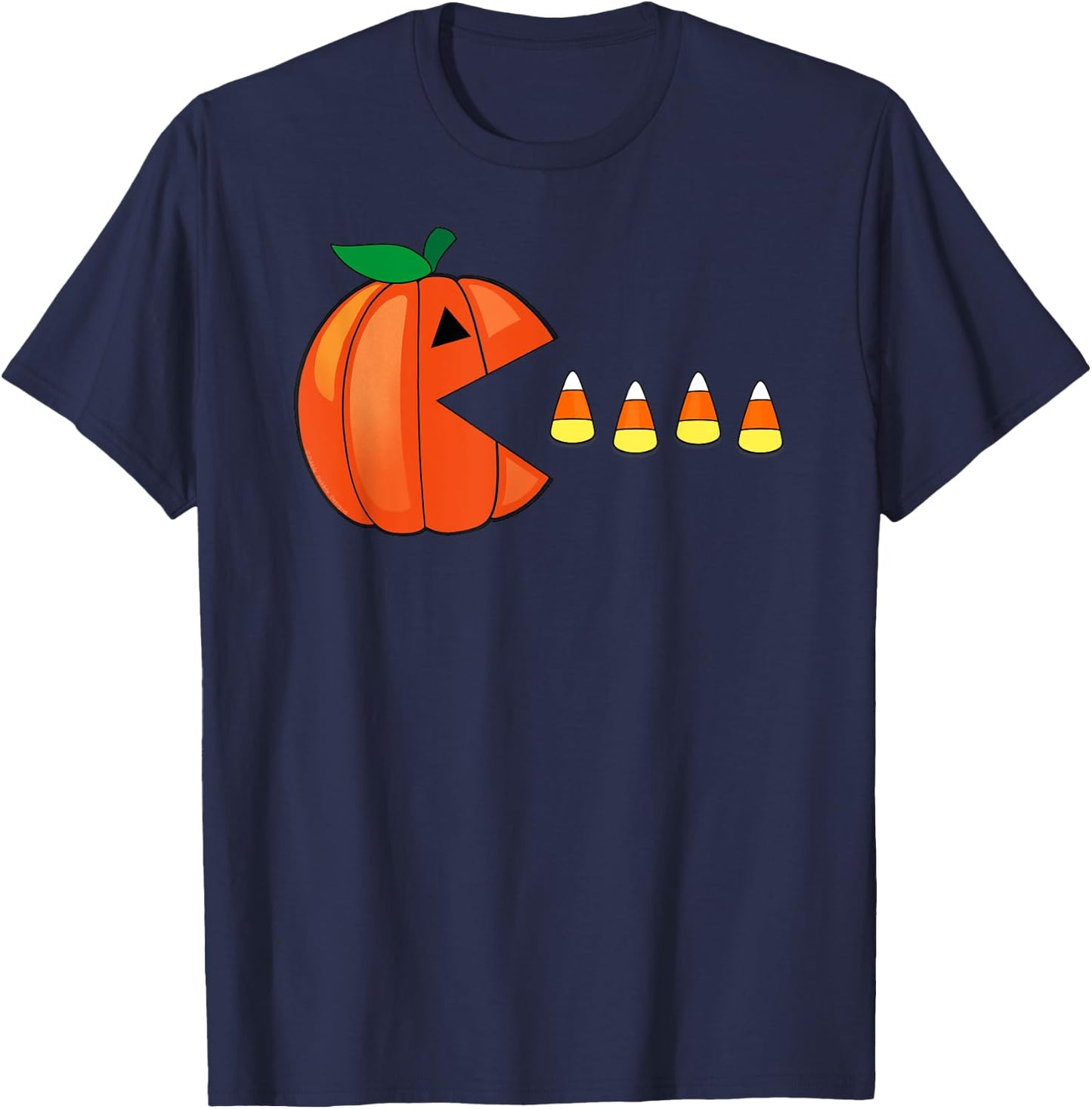 Funny Halloween Pumpkin Eating Candy Corn T-Shirt - T-Shirt | Navy