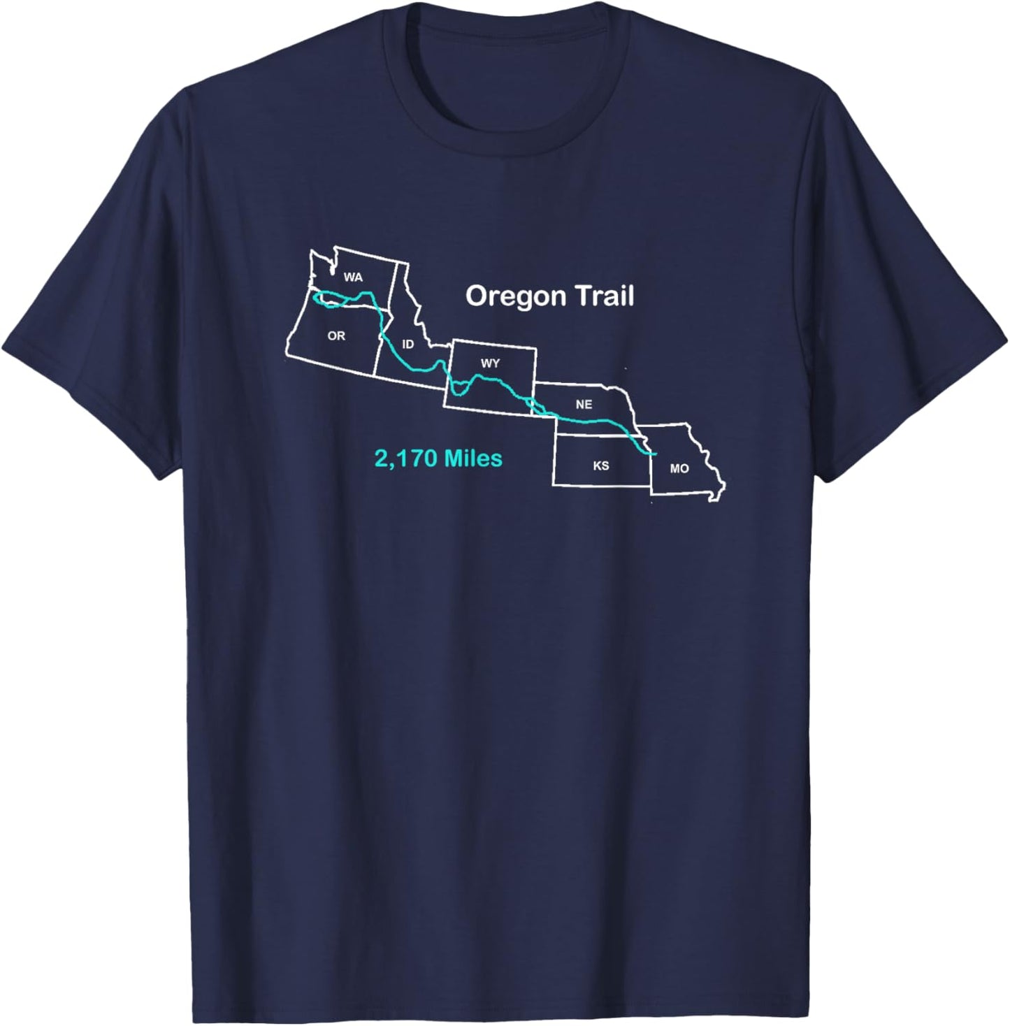 Route Map of The Oregon National Historic Trail T-Shirt - T-Shirt | Navy