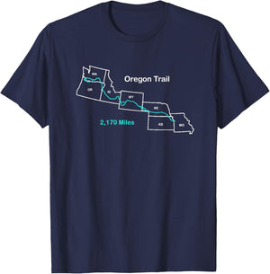 Route Map of The Oregon National Historic Trail T-Shirt - T-Shirt | Navy