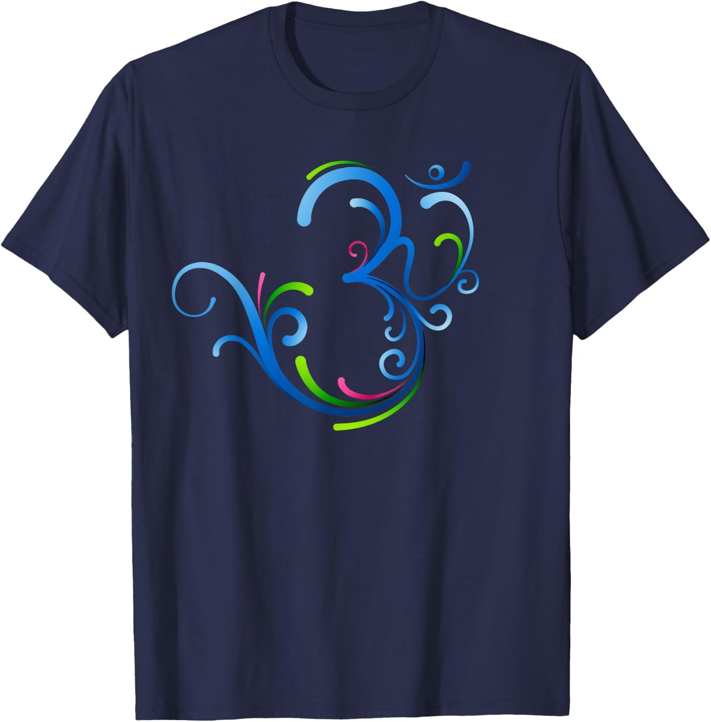 Om Shanti Peace Aum Dharma Yoga Hindu Buddhism Flower T-Shirt - T-Shirt | Navy