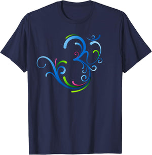 Om Shanti Peace Aum Dharma Yoga Hindu Buddhism Flower T-Shirt - T-Shirt | Navy