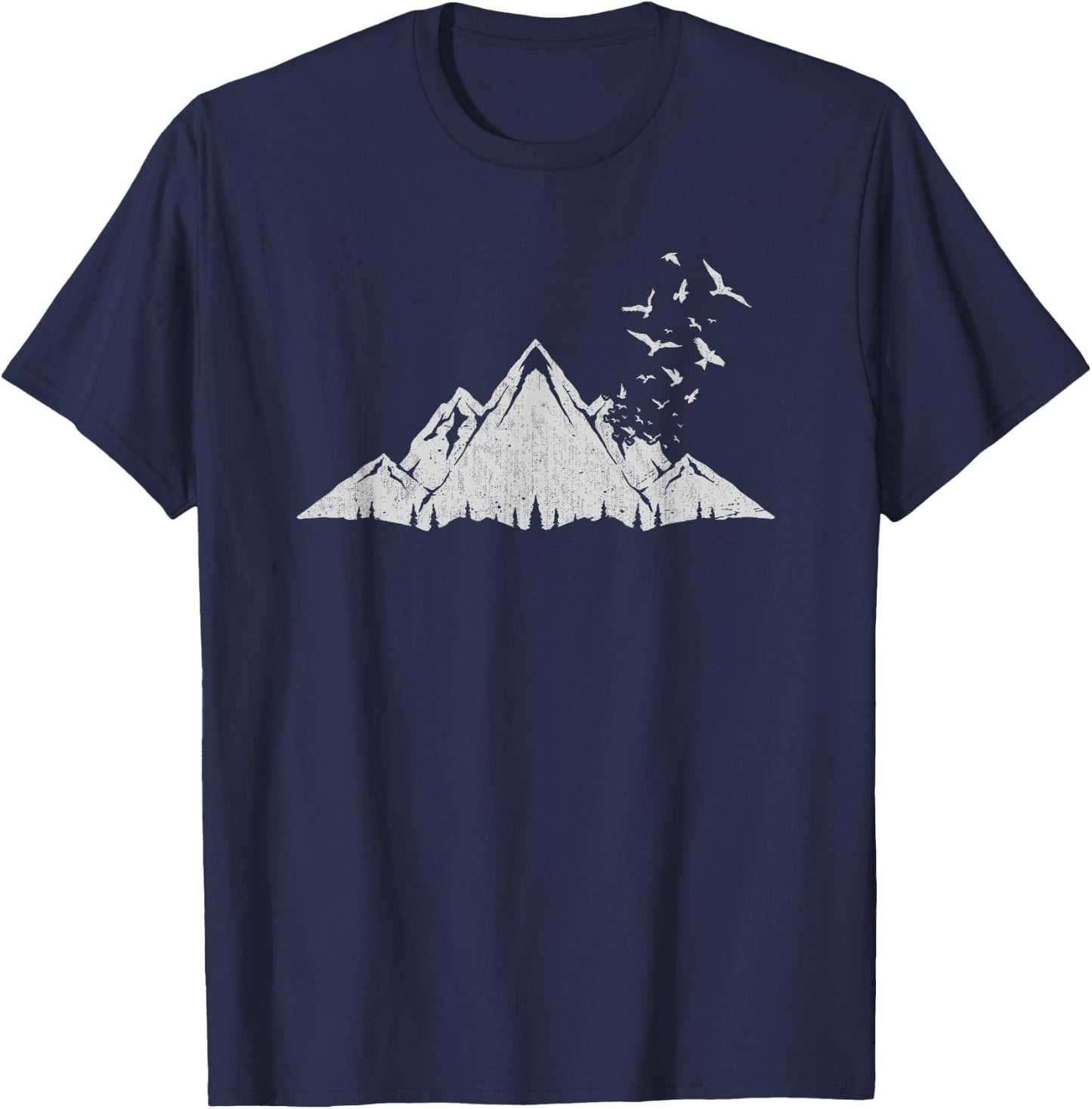 Flock Of Birds Outdoor Nature Forest Mountain Hiking T-Shirt - T-Shirt | Navy