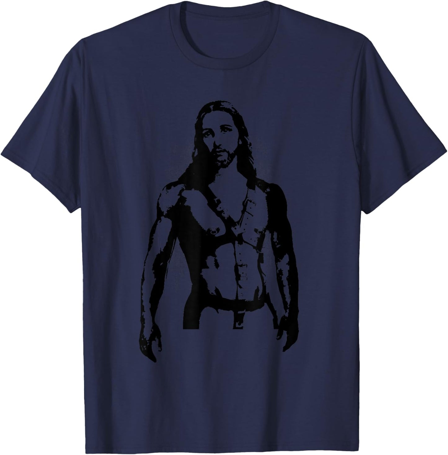 Sexy Jesus In BDSM Harness Gay Pride T-Shirt - T-Shirt | Navy